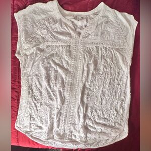 Sundance Creamy Off-White Cotton Blend Sleeveless Crinkly top XXL 24” Pit-to-pit